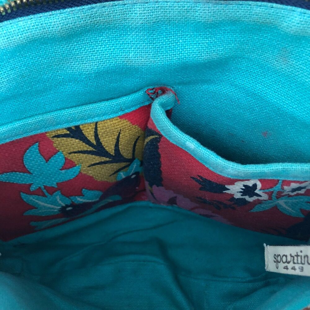 Spartina 449 Red Floral Crossbody Bag with Blue and Pink Accents - Picture 10 of 12